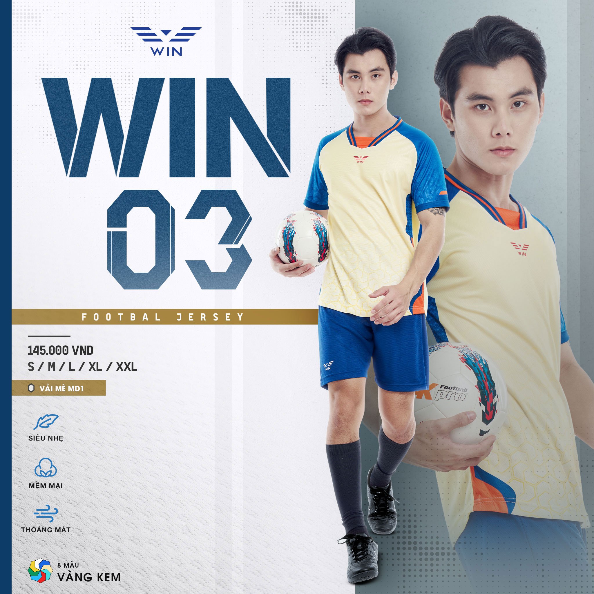 Bộ sưu tập quần áo thể thao Win 03 của WinSport 2024 màu vàng kem