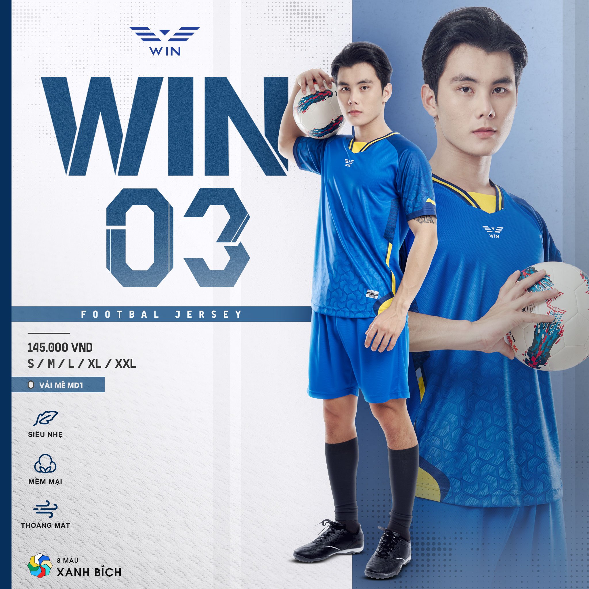 Bộ sưu tập quần áo thể thao Win 03 của WinSport 2024 màu xanh bích