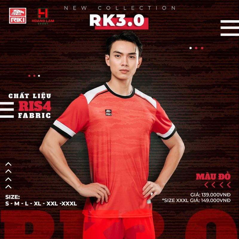 áo bóng đá không logo Riki Sport - riki 3.0 đỏ